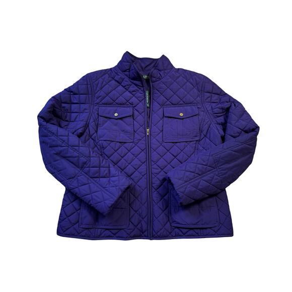 Lauren Ralph Lauren Jackets & Blazers - Lauren Ralph Lauren Quilted Jacket Womens XL Purple Zip Up Barn Puffer Coat Tee